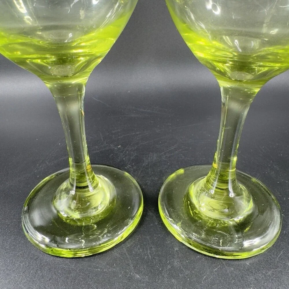 Light Transparent Green Goblet Drinking Glasses Set 2‎ BarWare Glassware Glasses
